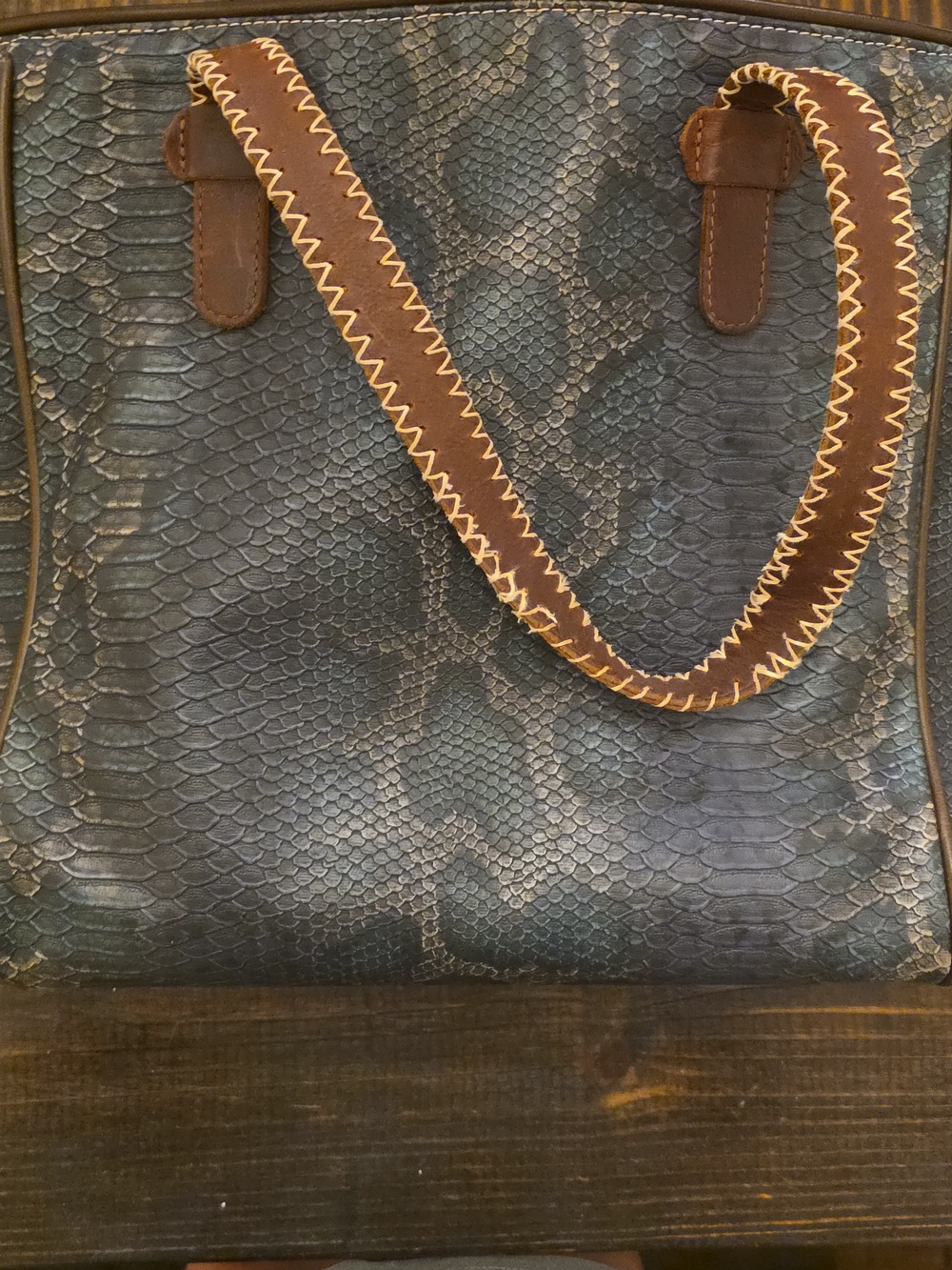 Blue Snake-Texture Consuela Tote Bag And Wallet - Picture 2 of 9